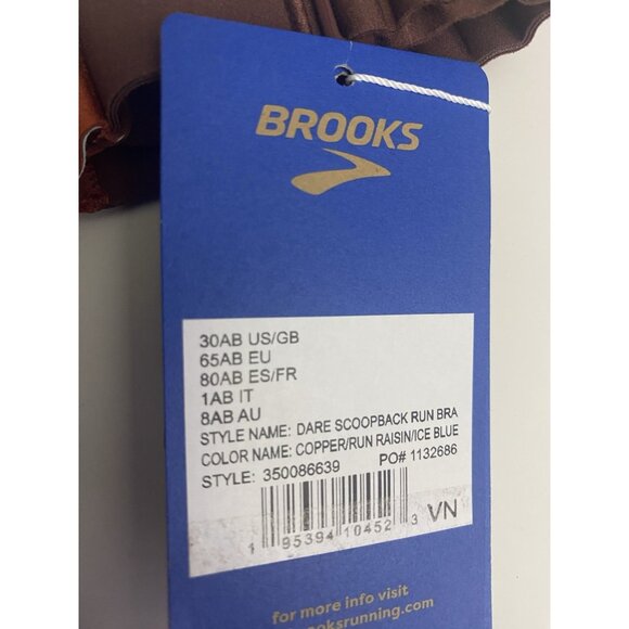 Brooks 30 A/B Dare Scoopback Run Copper Raisin Ice Blue Sports Bra High Impact - Picture 5 of 9